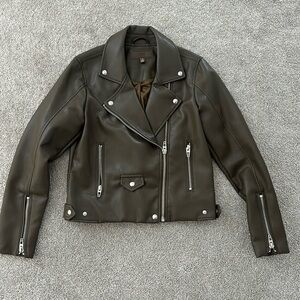 Olive green leather jacket